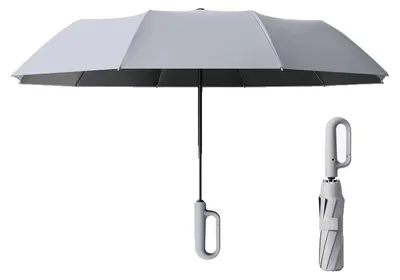 Image de Parapluie, résistance au vent, protection UV, gris, 125 cm