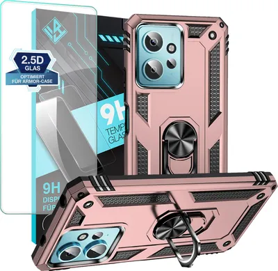 Produktbild von Armor Outdoor Handyhülle für Xiaomi Redmi Note 12 Handy Panzer Case Schutzhülle mit 9H Displayglas Displayschutz Farbe: Rosegold