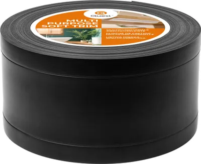 Produktbild von QUEST 6in1 Multifunktionsleiste, Weichsockelleiste Selbstklebend 1x95mm, 5m, Abschlussleiste Multifunktional, Flexibel, Dekorativ, UV-beständig, W1, schwarz