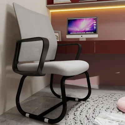 Obrázek produktu pro okwish Moderní kancelářská židle/Čalouněná postel s síťovanou látkou a designem područek, kancelářská židle, manažerská židle s obloukovým rámem, Černá+Šedá