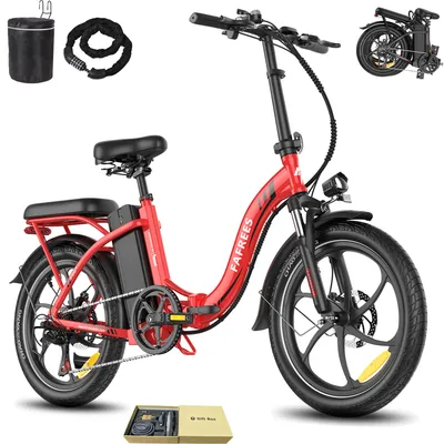 Produktbild von E-Klapprad 20 Zoll Rostbeständigkeit Aluminiumlegierung 36 V 20 Ah 720 Wh bis zu 110 - 150 km Wasserdicht IP54 mit 7 Gang, Rot