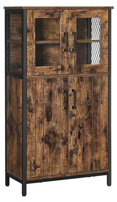 Imagen del producto de Armario de almacenamiento vintage, color marrón y – Acero, vidrio – 60 x 30 x 108 cm