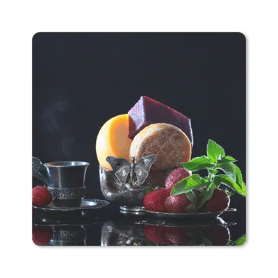 Produktbild von MuchoWow® Mauspad Mousepad Rustikal - Obst - Käse - Tisch - Stilleben 20x20 cm - Mousepads - Maus Mat - Pad - Mausunterlage - Desk Mat - Bureauartikeln
