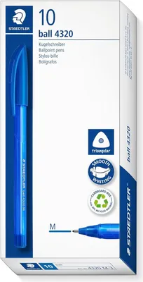 Zdjęcie produktu dla Staedtler Długopisy Trójkątne Niebieskie - 10 Sztuk - Ergonomiczne Dla Dzieci I Dorosłych