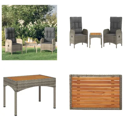 Produktbild von vidaXL 3 tlg. Garten Lounge Set mit Kissen Grau Poly Rattan - Garten Lounge Set - Garten Lounge Sets - Gartenmöbel Set - Lounge Set