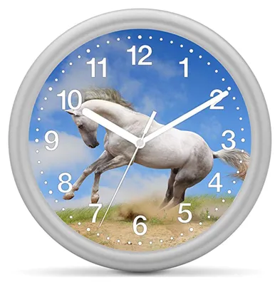 Produktbild von EUROTIME Kinderwanduhr Pferd - Schimmel