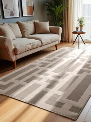 Wohnzimmerteppich, geometrisch, cremegrau, 120x170 cm