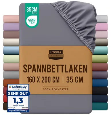 Immagine prodotto di Utopia Bedding - Lenzuolo con angoli per materasso 160x200 cm - Grigio