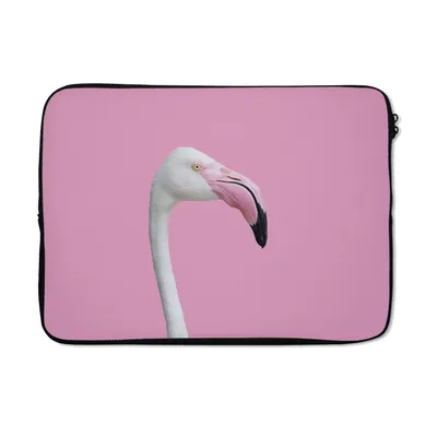 Produktbild von MuchoWow® Laptop Hülle 13 Zoll Weißer Flamingo Porträt Laptoptasche - Laptophülle - Sleeve - Rundumschutz