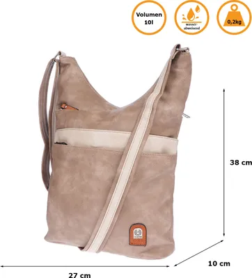 Produktbild von Christian Wippermann große Damen Tasche Umhängetasche Beuteltasche Handtasche Crossover Leder Optik Apricot