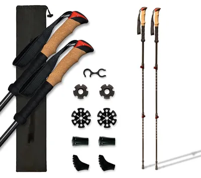 Obrázok produktu pre Teleskopické turistické palice z uhlíkových vlákien, 65-135 cm (2 kusy) – ultraľahké turistické palice