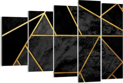Produktbild von Bild auf Leinwand - Leinwandbild - 5 Teile - Abstraktion Gold Schwarz - 150x100cm - Wand Bild - Wanddeko - Wandbilder - Leinwanddruck - Bilder - Wanddekoration - Leinwand bilder - EG150x100-4358