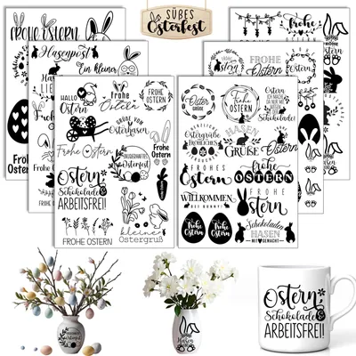 Produktbild von Rub-On-Sticker - 6 Stück Transferaufkleber mit Sprüchen - Bastelzubehör für Dekorationen
