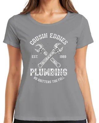 Zdjęcie produktu dla Koszulka damska Cousin Eddies Plumbing No Shitters Plumber Beautiful Weighting, szary, XL