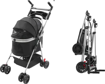 Produktbild von Tierträger, zusammenklappbares Design, geräumiger Transportkorb, schwarz