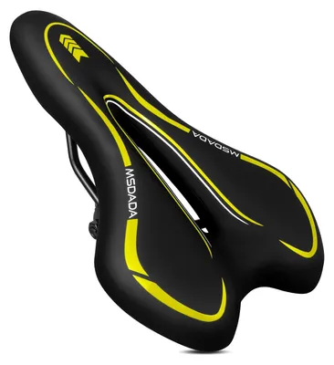 Image de Selle de vélo confortable - Selle en gel - Imperméable et résistant à l'usure - Jaune - Convient pour BMX, vélo de course, VTT et vélo de ville