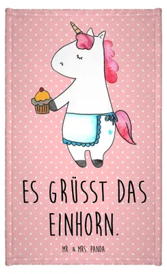 Produktbild von Mr. & Mrs. Panda Handtuch Einhorn Muffin - Rot Pastell - Geschenk, gäste wc, Unicorn, gästehandtuch frottee, Gästetuch, Geburtstagsgrüße, Geburtstag, Grüße, badezimmer
