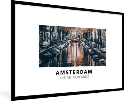 Produktbild von MuchoWow® Gerahmtes Poster Amsterdam - Niederlande - Wasser 90x60 cm - Poster mit Schwarzem Bilderrahmen Wandposter Rahmen Foto Bilder - Wanddekoration - Fotos