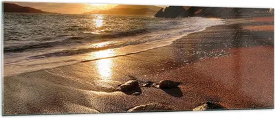 Produktbild von Bilder auf glas - Strand Wolken Abend Küste - 140x50cm - Glasbilder - Wandbilder - Kunstdruck - zum Aufhängen bereit - Wanddekoration aus Glas - Glas Bilder - Wandbild auf Glas - GAB140x50-2527