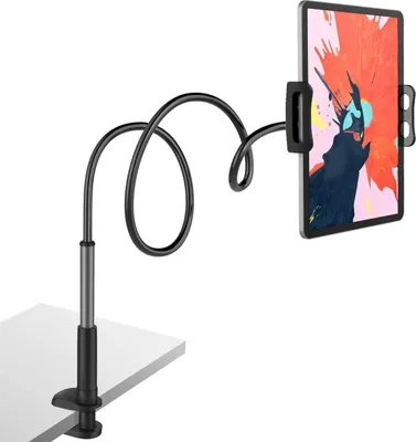 Produktbild von Schwanenhals Tablet Halterung, Tablet Halter Flexible Arm Lazy Bett Tablethalterung für Ipad/Handy/Switch/Samsung Galaxy Tabs/Kindle Fire HD usw, 75-80cm Gesamtlänge, für Bett, Sofa, Büro, Videoanrufe
