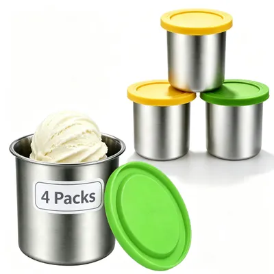 4er-Set Edelstahl-Eisbecher 450 ml für Ninja Creami