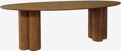 Produktbild von sweeek - Ovaler Esstisch aus Heveaholz und Eichenfurnier 8 Plätze 220 cm - Nussbaumfarben