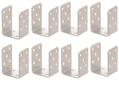 Produktbild von Aqbau 8er Set U-Pfostenträger zum Aufschrauben 70 mm – Pfostenanker aus verzinktem Stahl 4 mm, Bodenanker für Holzpfosten, für Zaun, Pergola, Terrasse