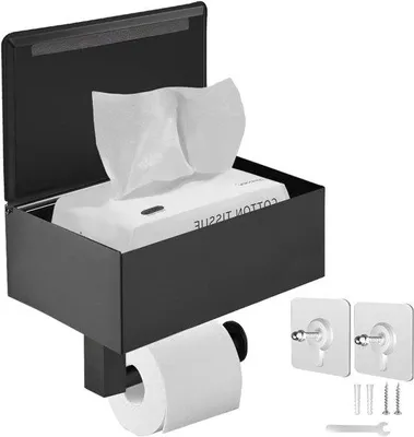 Produktbild von Schwarzes Toilettenpapierregal aus Edelstahl, Wandhalterung, schwarz