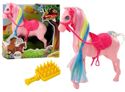 Produktbild von Leantoys Figurka Ko? Z Kolorow? Grzyw? Ró?owe Siod?o Szczotka Farma Ró?owy