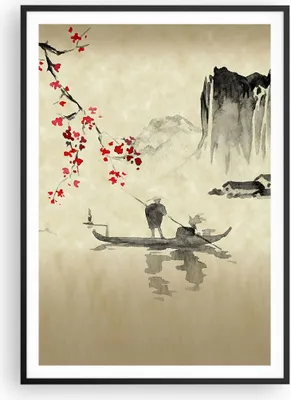 Produktbild von Gerahmtes Poster - Schwarzer Rahmen - Blume Kirschen Japan - 70x100 cm - Wand Bild - Wanddeko - Wandbilder - Kunstposter - Wandposter - Bilderrahmen - Bilder - Kunstdruck - P2BPA70x100-5020