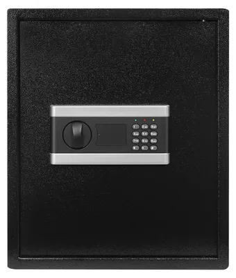 Obrázok produktu pre Oceľový trezor – Elektronický trezor – Montáž na stenu alebo na podlahu – Trezor na peniaze a dokumenty pre domácnosť, kanceláriu, hotel – 38 x 31 x 45 cm – Čierny