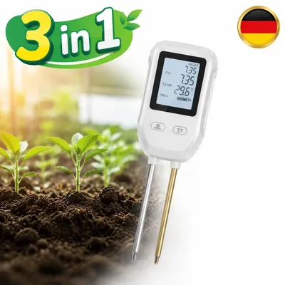 Image de Testeur de sol numérique 3-en-1 avec écran LCD, pour mesurer le pH et l'humidité des plantes