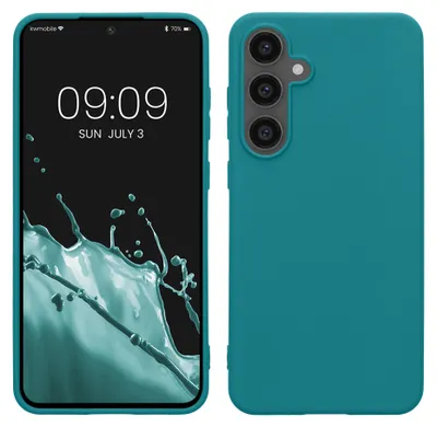 Produktbild von kwmobile Handyhülle für Samsung Galaxy S24 FE Hülle - TPU Case - Kabelloses Laden - Schutzhülle Cover in Petrol matt