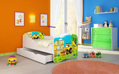 Image de ACMA I Lit d'enfant lit junior set complet avec matelas sommier blanc 20 Bagger 140x70 + coffre de lit