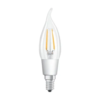 Image de Osram LED filament coup de vent bougie 4,5W = 40W E14 clair 470lm GLOWdim blanc chaud 2200K-2700K DIMMBAR