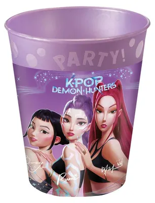Zdjęcie produktu dla 4 kubki imprezowe Kpop Demon Hunter wielokrotnego użytku fioletowe -