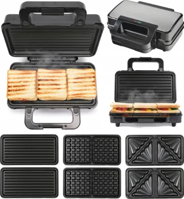Produktbild von 3-in-1 Sandwichmaker Lund 900W-austauschbare Platten: Toasts, Waffeln und Grill