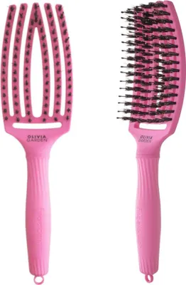 Zdjęcie produktu dla Olivia Garden Fingerbrush Bubble Pink - Szczotka do włosów z włosiem z dzika, Medium, Amazonki Róż po zdrowie
