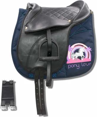 Produktbild von Pony Shetty Sattel Reitkissen Set für Kinder komplettes Set Holzpferde Reitsattel in SHE