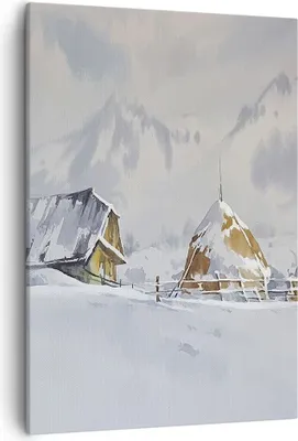 Produktbild von Bild auf Leinwand - Leinwandbild - Einteilig - Haus Berge Schnee - 50x70cm - Wand Bild - Wanddeko - Wandbilder - Leinwanddruck - Kunstdruck - Wanddekoration - Leinwand bilder - Wandbild - PA50x70-4806