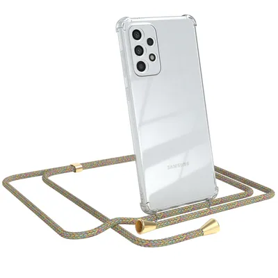 Produktbild von EAZY CASE Handykette kompatibel mit Samsung Galaxy A73 5G, Handyhülle mit Umhängeband, Handykordel, Schutzhülle Clear, Band in Bunt