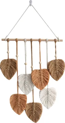 Produktbild von Makramee-Wandbehang mit Blättern – Großer, schicker Feder-Wandbehang im Boho-Stil