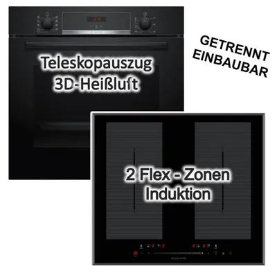 Produktbild von Herdset Bosch Backofen EcoClean + Wolkenstein Induktionskochfeld Booster autark 60 cm