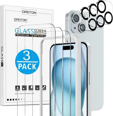Immagine prodotto di OMOTON iPhone 15 vetro protettivo blindato 6,1 pollici 3+3 pezzi