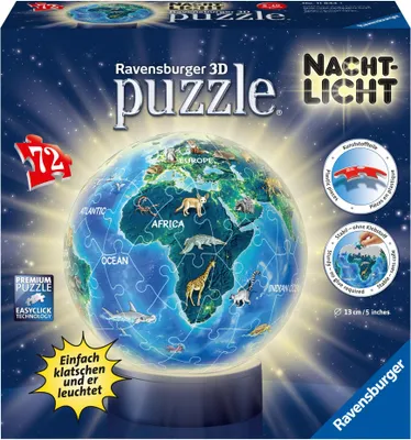 Produktbild von Ravensburger 3D Puzzle Ball Nachtlicht Erde im Nachtdesign