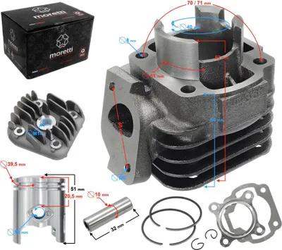 Produktbild von Zylinder und Zylinderkopf für 2T 50cc Roller 1PE40QMB sw.10mm