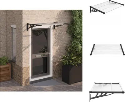 Zdjęcie produktu dla vidaXL Daszek nad drzwi czarny i przezroczysty 122x90 cm poliwęglan - Markizy