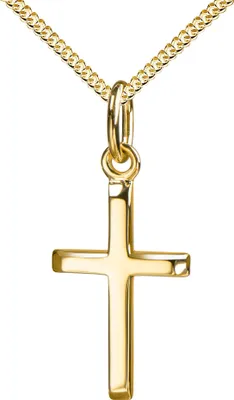 Produktbild von Anhänger-Kreuz  Goldkreuz für Damen, Herren und Kinder mit abgeflachten Kanten als Kettenanhänger 333 Gold 8 Karat mit Schmuck-Etui mit Panzer-Kette vergoldet