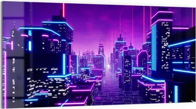 Produktbild von DEQORI Glasbild Echtglas 100x50 cm 'Futuristische Visionen' Wandbild Bild modern Deko