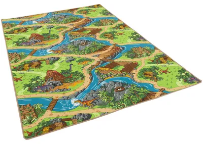 Produktbild von Kinder und Spielteppiche | Große Auswahl an Straßenteppichen | Pflegeleicht und Strapazierfähig, Größe:80x160 cm, Design:Dino Welt